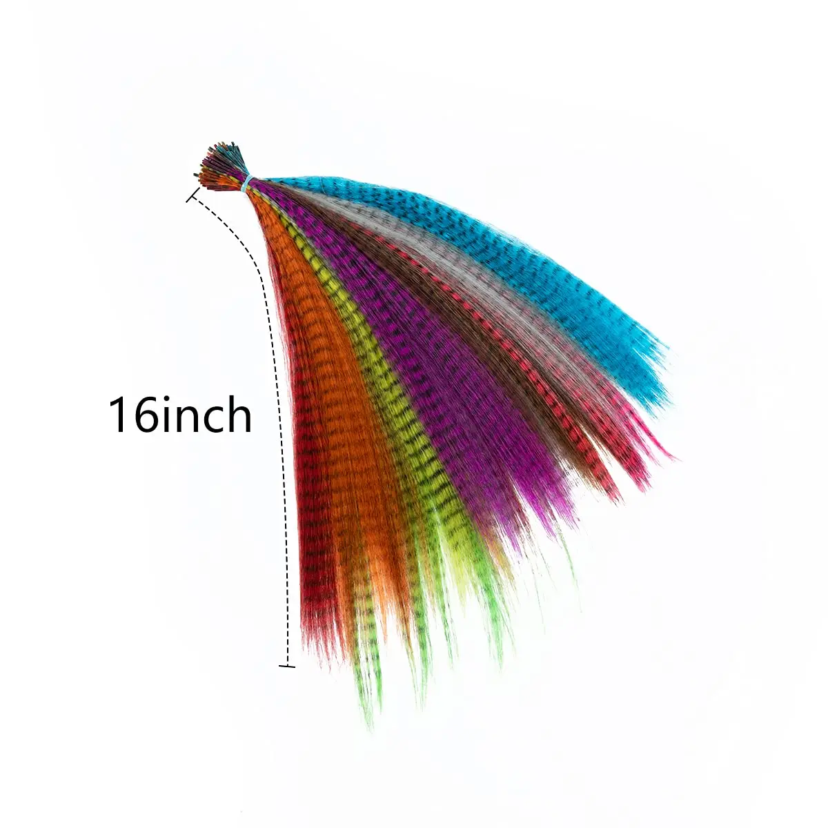 Fake Hair Colored Strands of Hair Extension False Rainbow Overhead Fake Coloring feather for Hair Synthetic images - 6