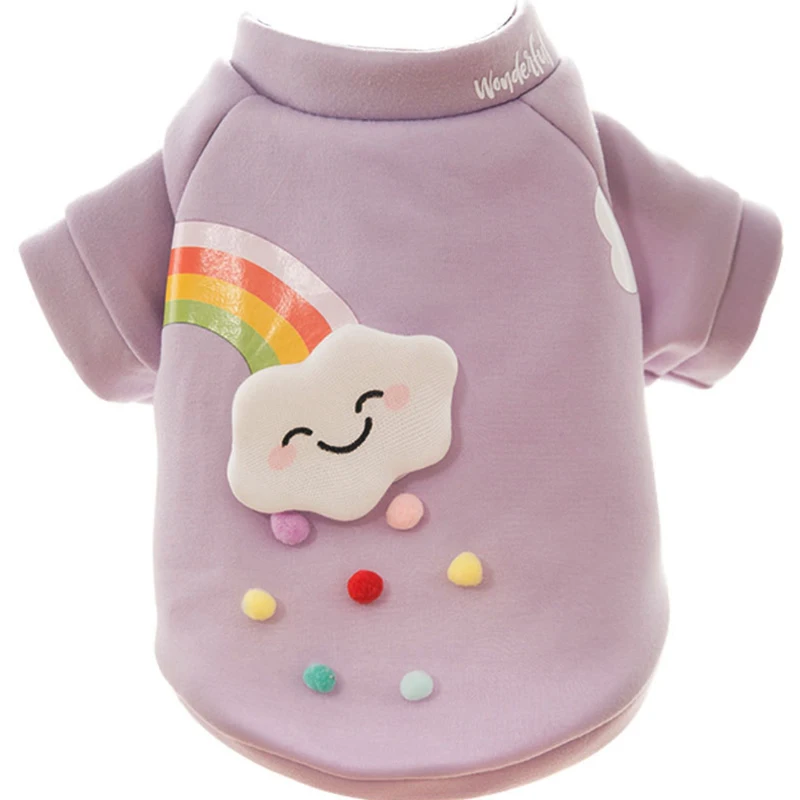 Милая Одежда для собак свитер щенков футболка рубашка милая Пижама с радужным