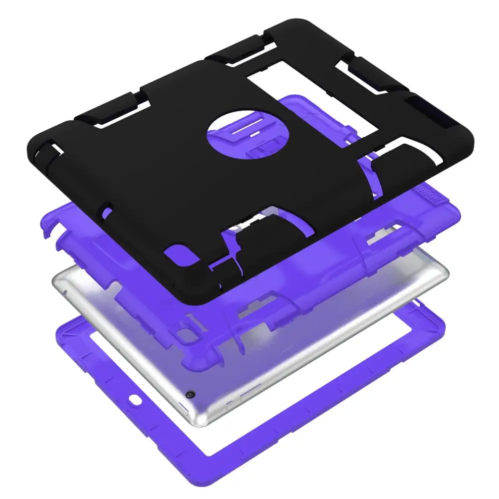 Гибридный трехслойный чехол из силикона + поликарбоната с подставкой