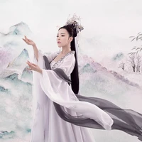 wyjn yi yao ji white black ink paint style immortal fairy costume hanfu thematic photography cosplay stage show performance