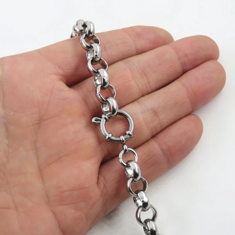 Крупная Тяжелая Мужская цепь 9 мм из нержавеющей стали 316L с круглыми звеньями