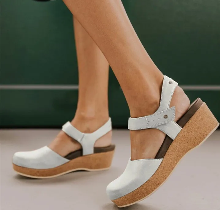 

Fashion Womens Shoes 2022 Flat Sandals High Heels Clogs Wedge Suit Female Beige Large Size Luxury Without High-heeled Comfort Gi