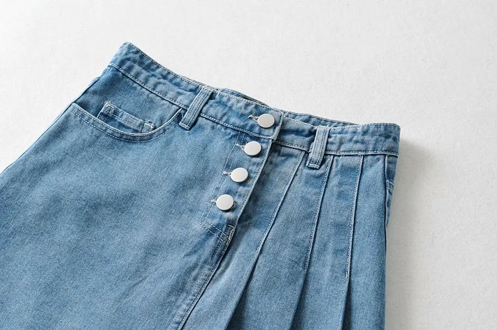 

Skirts Womens Jeans Side Pleated Denim Skirt European and American Women's Clothing Wholesale 2021 Summer New Fashion High Waist