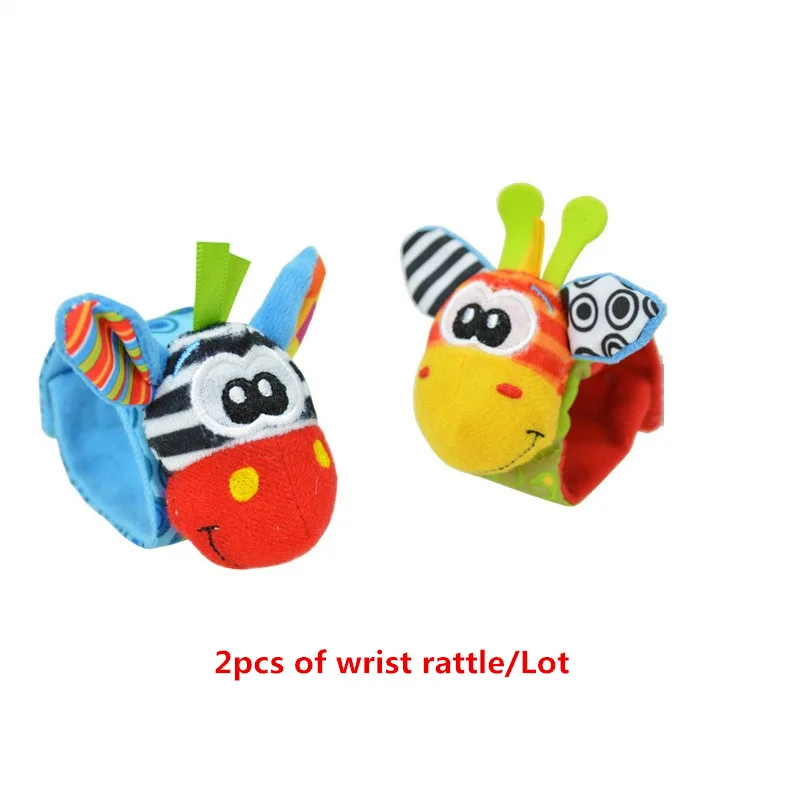 2pcs wrist rattle-A Носки для новорожденных с героями мультфильмов, милые детские носки с ремешком на запястье, детские игрушки, носки с животными для малышей 0-24 месяцев, плюшевые игрушки, подарки, Мягкая погремушка для малышей - Цвет: 2pcs wrist rattle-A