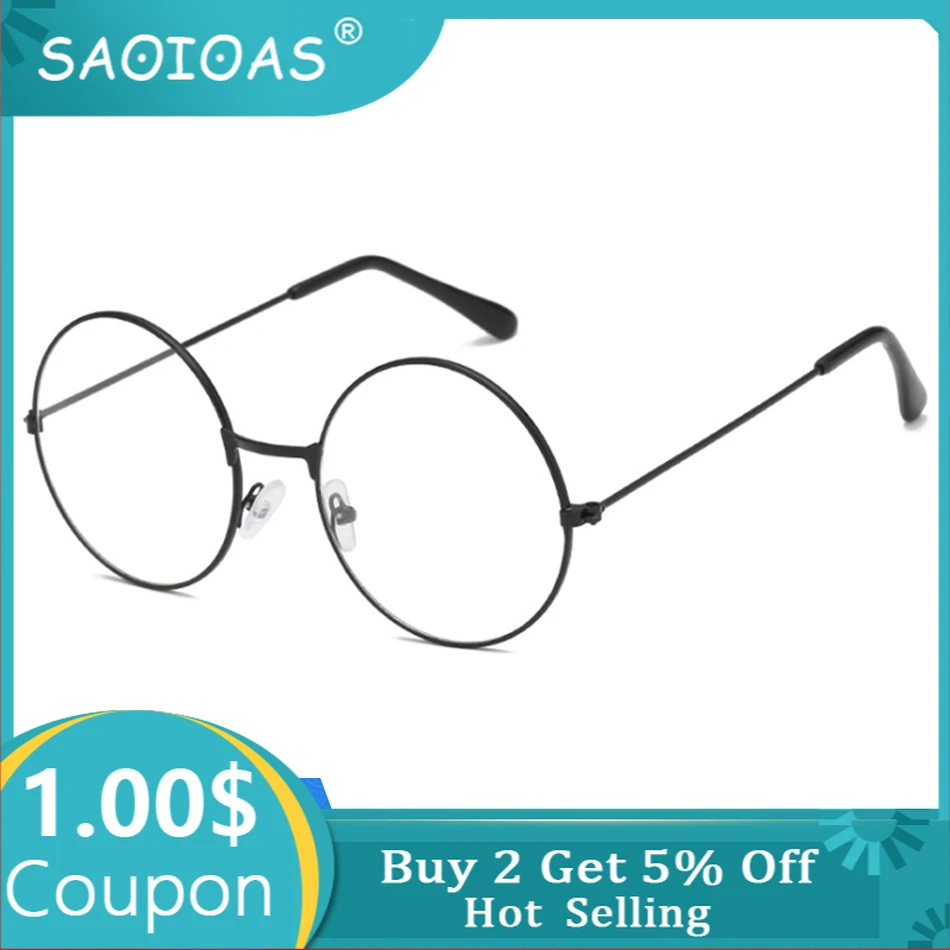 SAOIOAS винтажные Ретро очки в металлической оправе с прозрачными линзами модные