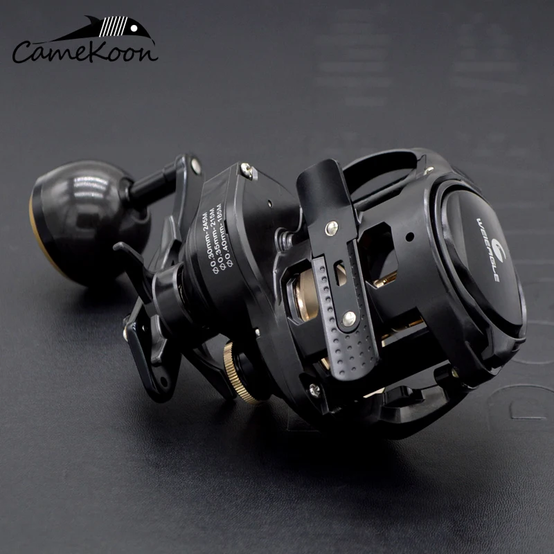 CAMEKOON Size 350 Low Profile Baitcasting Reel with Extra Dual Handle 15KG Drag 9+1 Bearings Carbon Body Saltwater Jigging Coil enlarge