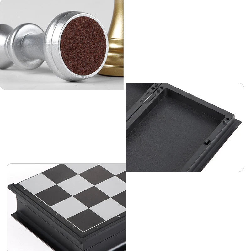 

32 Chess Pieces With Chessboard Gold Silver Magnetic Chess Set WPC High Quality Chess Game Medieval Chess Set With Chessboard