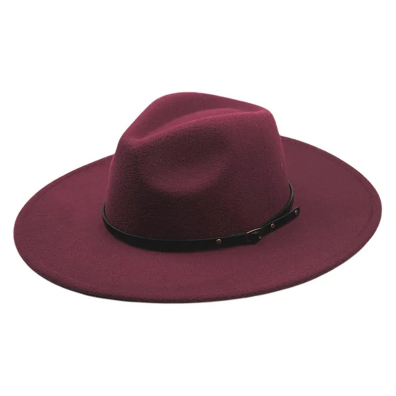 

9.5cm wide-brimmed big-brimmed hat for men women autumn and winter fashion retro belt big-brimmed jazz hat felt hat