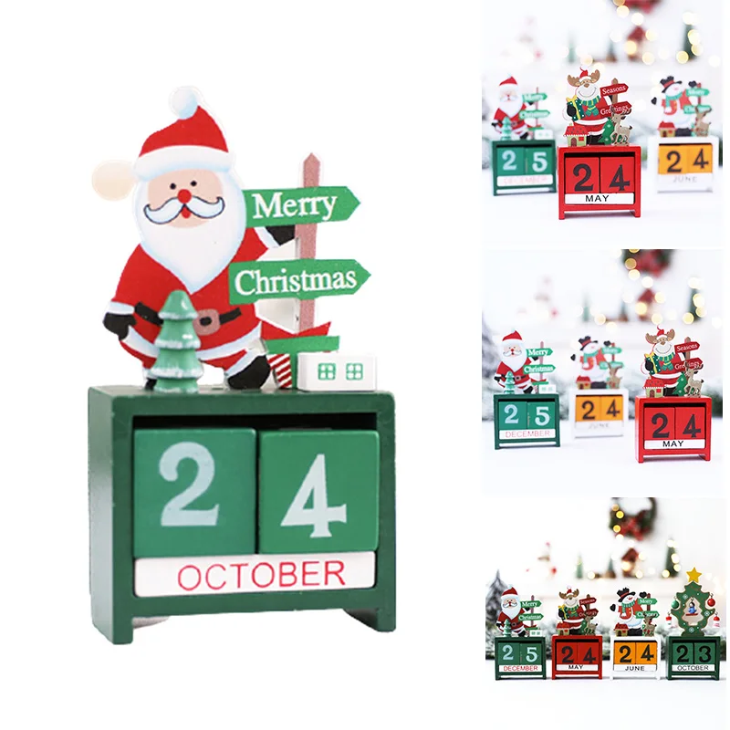 

Рождественское украшение, креативное деревянное украшение «сделай сам» с календарем для пожилых людей, украшение для офиса и рабочего стол...