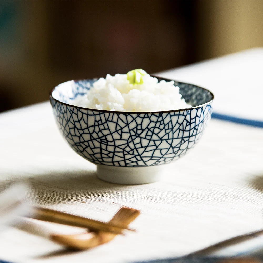 Ceramic Bowl Japanese Classical Tableware Kitchen Soup Noodle Porcelain Rice Big Ramen Bowls Spoon and Tea Cup E|Чаши| |
