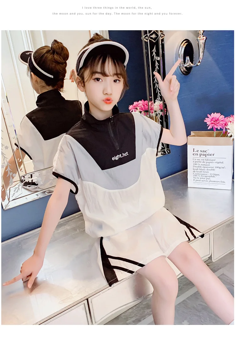 

Girls' Summer Suits 2021 New, Fashionable Children's Clothes Net Red Summer Big Children's Sports And Leisure Two-piece Suit