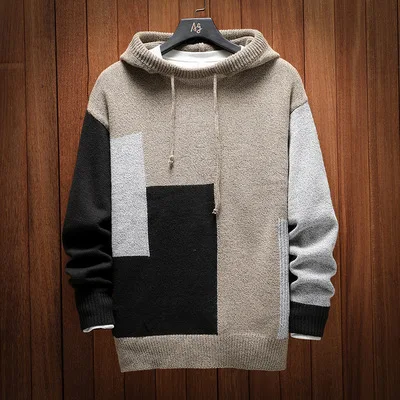 

winter hooded men's and autumn loose sweaters trend personality leisure knitted sweaters