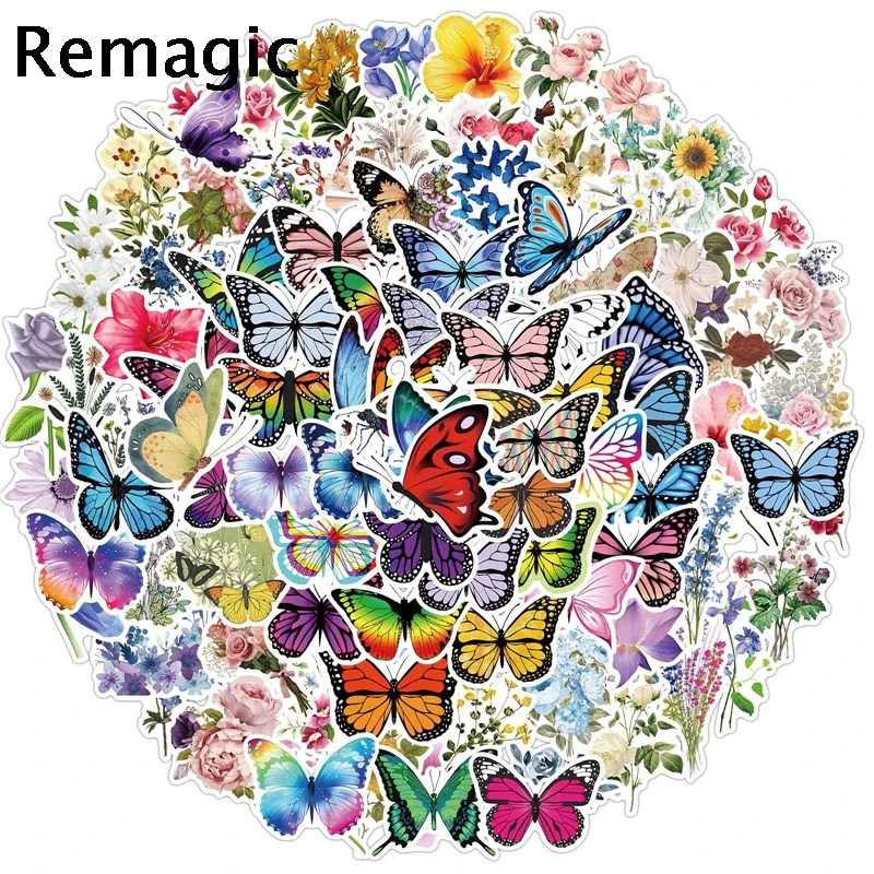 

100pcs Butterfly Blowers Cartoon Children Stickers Skateboard Suitcase Girls Waterproof scrapbooking Sticker Kids Graffiti Toys