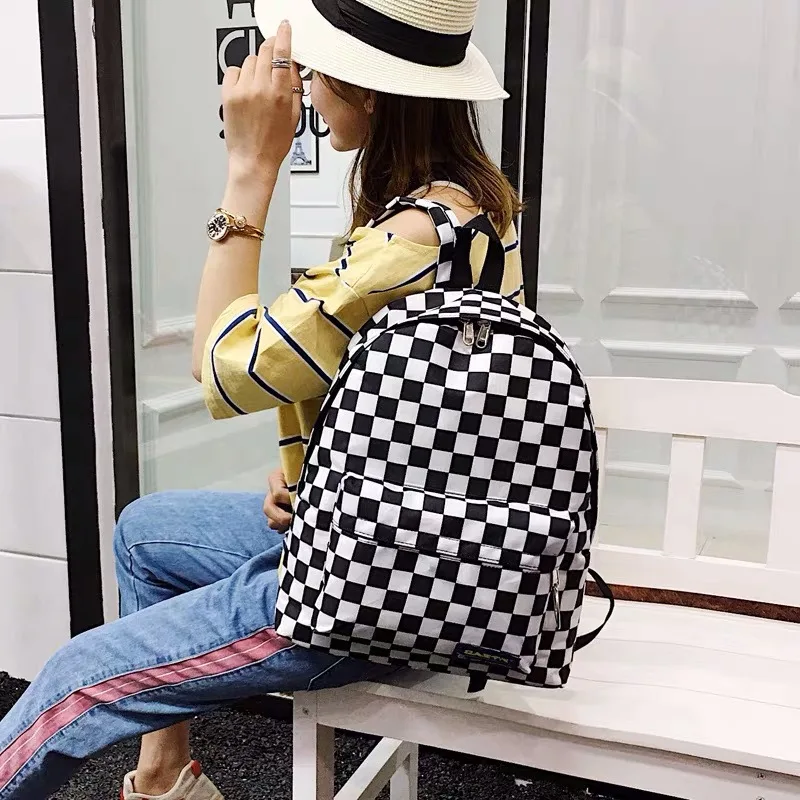 Женский клетчатый нейлоновый рюкзак унисекс для путешествий ноутбука школьные