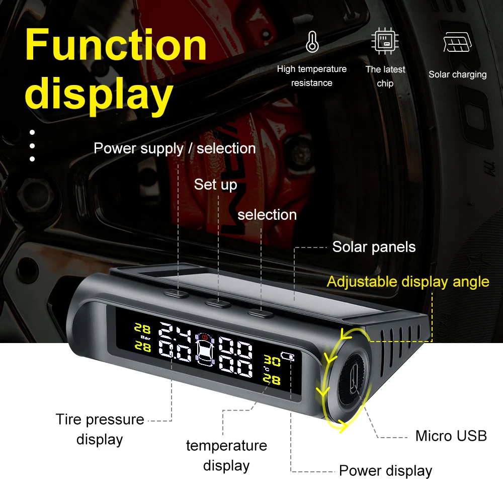 Автомобильная система контроля давления в шинах TPMS с регулируемым углом