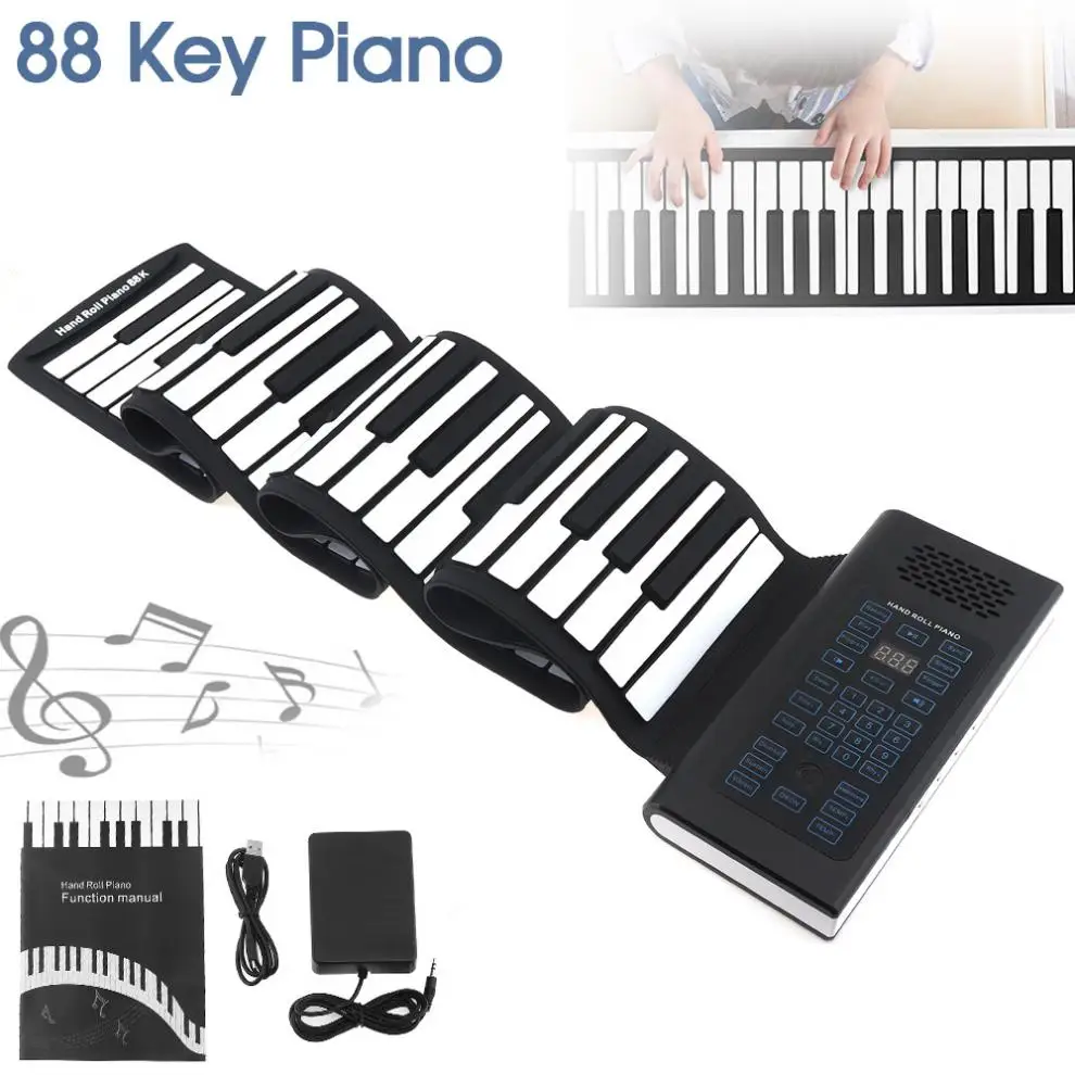88 клавиш USB MIDI выход рулонное пианино перезаряжаемый электронный портативный