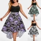 Летняя серия с юбкой Феи для девочек, платье на бретелях с кольцом-замком, с заниженной передней и завышенной спинкой, с принтом черепа