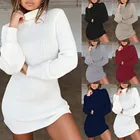 Женское сексуальное платье-свитер с длинным рукавом на осень и зиму, Женская белая вязаная водолазка, свитеры, пуловер, джемпер, женская одежда 2022