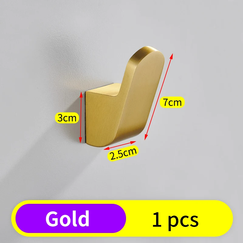Gold-1pcs Крючок для халата, черные крючки для ванной, для полотенец, сумка для ключей, вешалка для шляп, декоративные крючки для пальто, настенная вешалка для одежды, аксессуары для ванной комнаты - Цвет: Gold-1pcs
