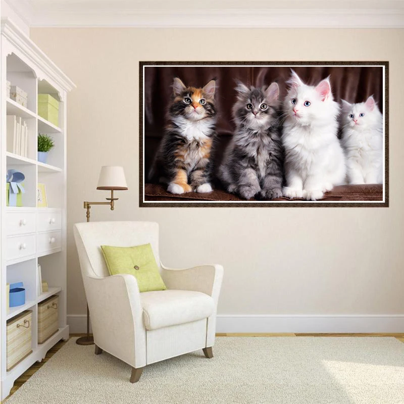 5D алмазная живопись сделай сам четыре котята квадратные/круглые алмазные стразы