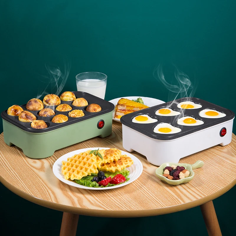 Jual 220V Telur Listrik Mesin Hamburger Panggang Kue Kacang Merah Pembuat Crepe Mini Pie Pancake Memanggang Telur Goreng Omelet Wajan Penggorengan