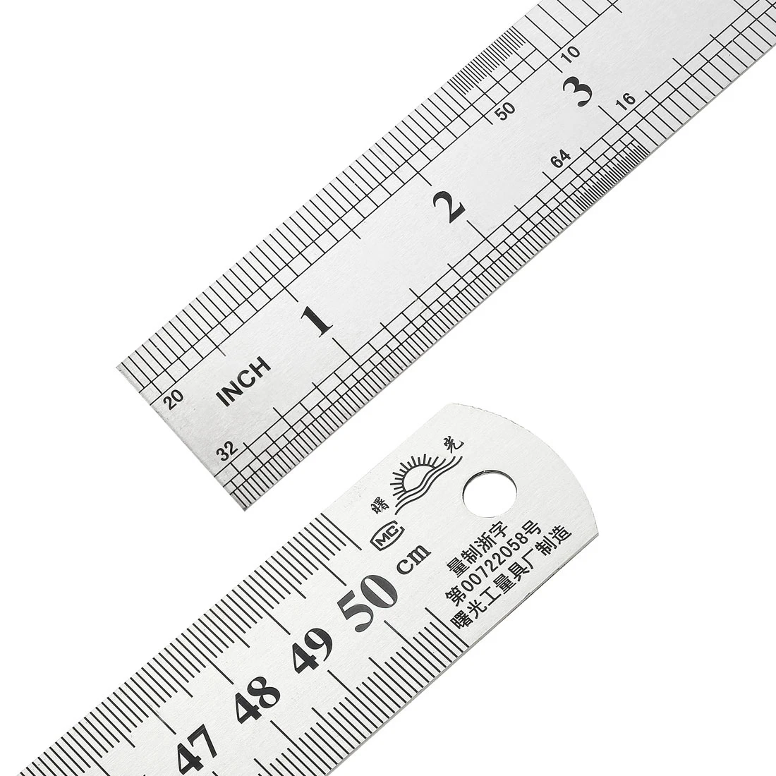 

uxcell Straight Ruler Inch Metric Stainless Steel Measuring Ruler Tools with Hanging Hole 500mm 20 Inch 1pcs