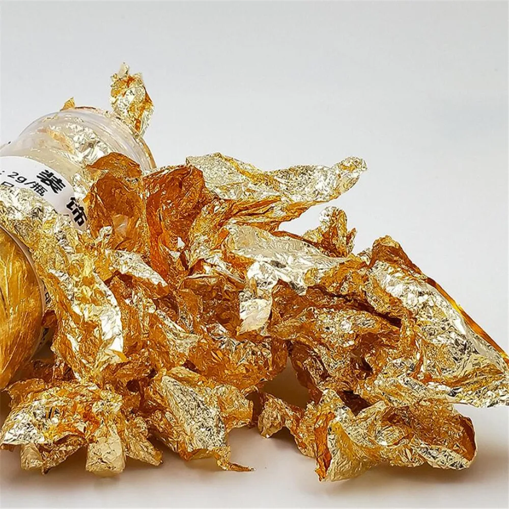 1PCS Genuine Gold Leaf Schabin Flakes 2g 24K Decorative Dishes Chef Art Cake Decorating Tools Chocolate Molds Decorator | Дом и сад