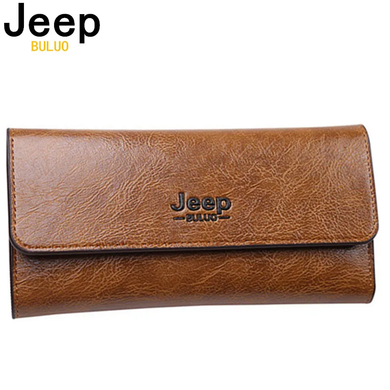 

Мужской кожаный бумажник jeep buluo, цвет хаки, кошелек двойного и тройного сложения, держатель для карт, кошелек с отделение для монет, все сезон...