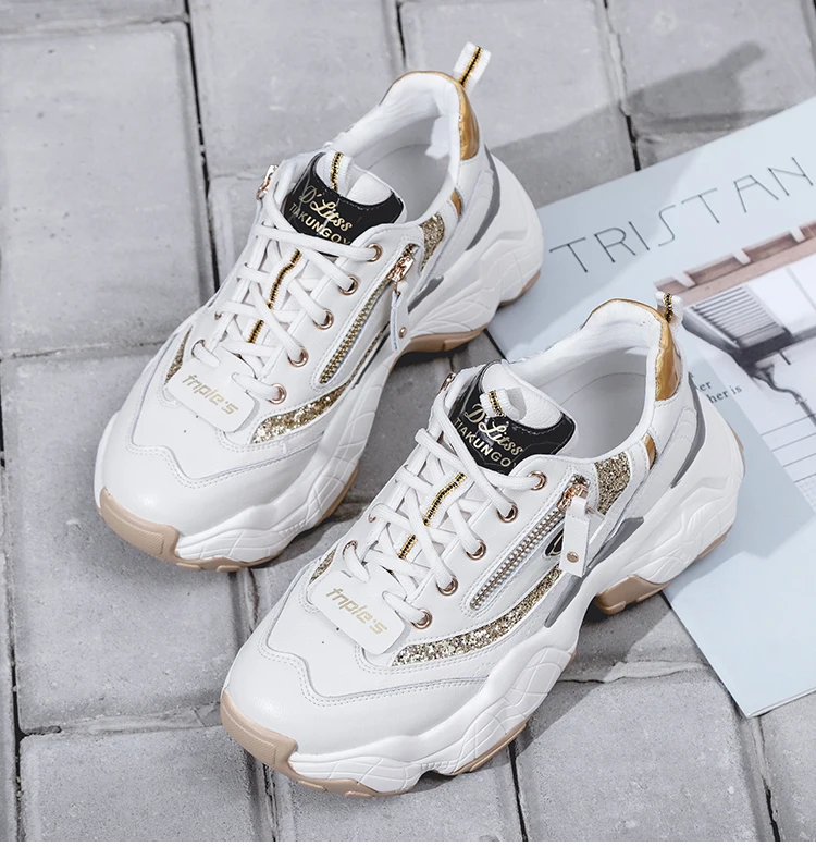 LMCAVASUN/блестящие женские кроссовки; модные zapatillas mujer; Повседневная дышащая обувь из натуральной кожи; женские кроссовки на массивном каблуке; chaussure