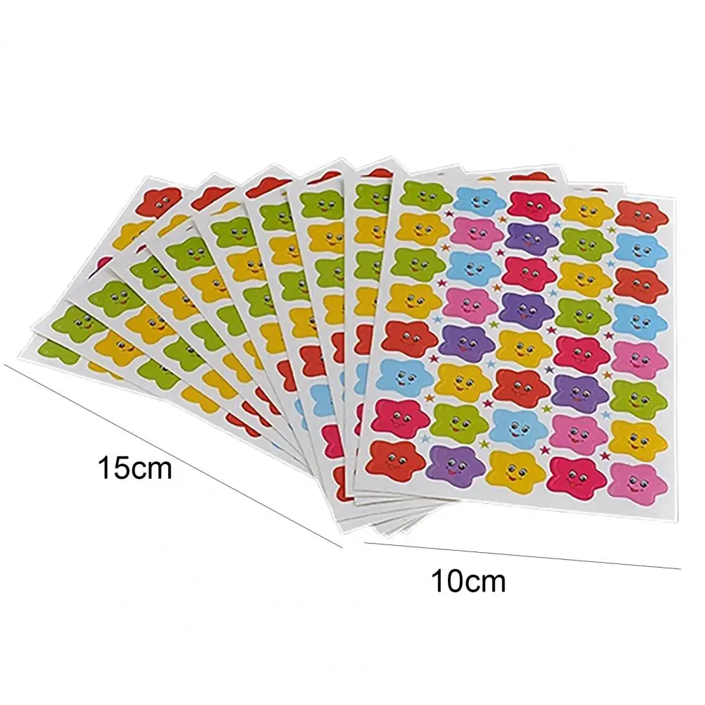 Calcoman&iacute;a de estrellas y sonrisa para ni&ntilde;os, bonita pegatina de recompensa para maestro de escuela, decoraci&oacute;n de bloc de notas, juego de papeler&iacute;a escolar-4