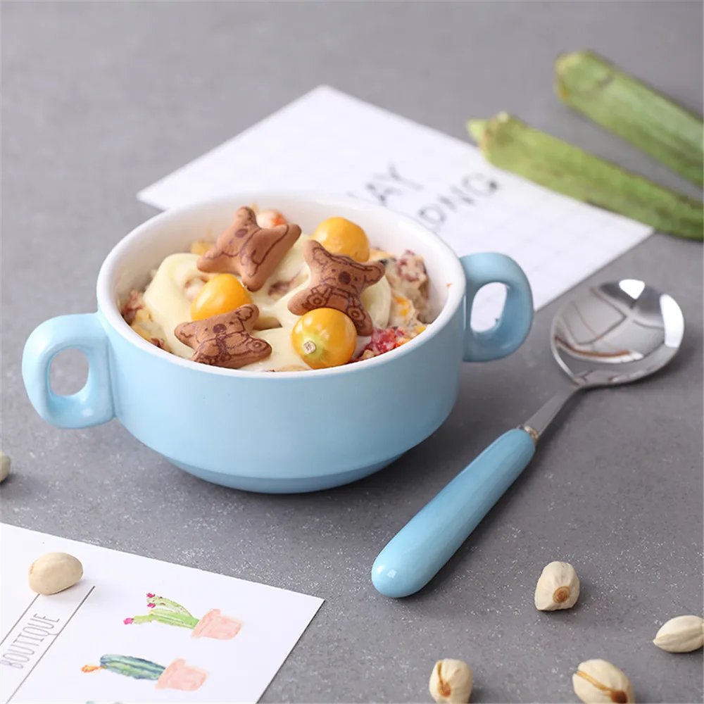 Малыш закуска миска с ручкой мороженое ramen фруктовый салат керамическая прочный