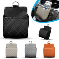 pu leather car outlet air auto vent trash box auto mobile phone holder car storage bag air vent dashboard tidy hanging