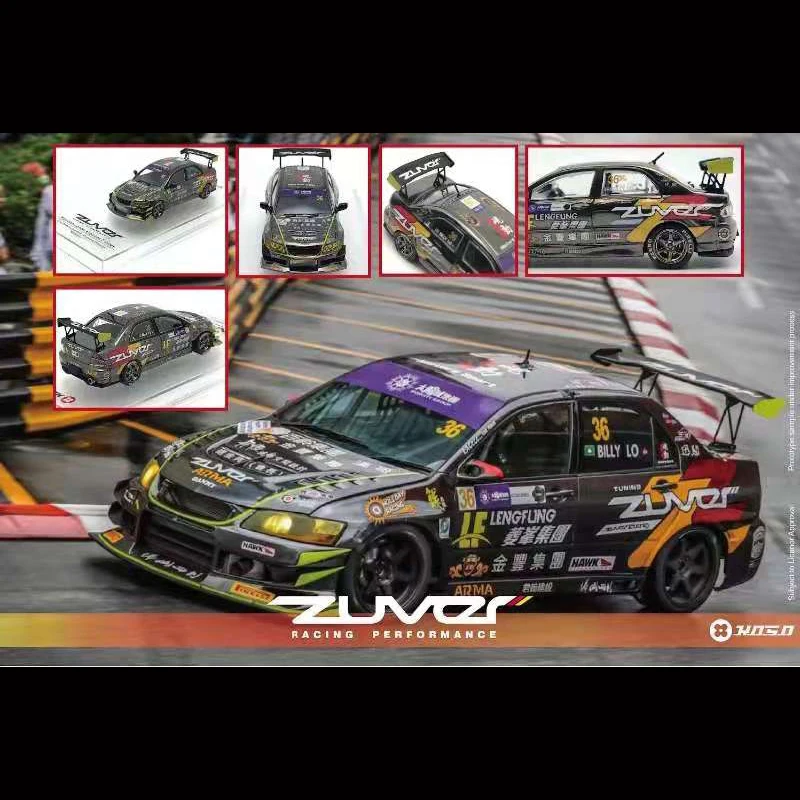 Модель автомобиля KOSO 1:64 из сплава Mitsubishi Zuver Lancer EVO VII 7 Voltex хромированный серый № 36