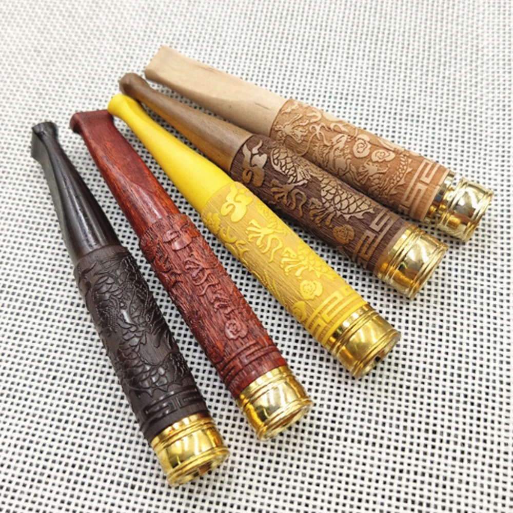 

10Pcs Wooden Smoking Pipe Tobacco Cigarette Holder Tube Smoke Filter Function Pipas Herb Pipes Accessories For Man Gift