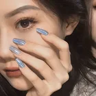 24 шт.корт. Искусственные ногти с клеем молочный белый жемчуг Русалка Длинные балетные ногти накладные ногти полное покрытие акрил 2021