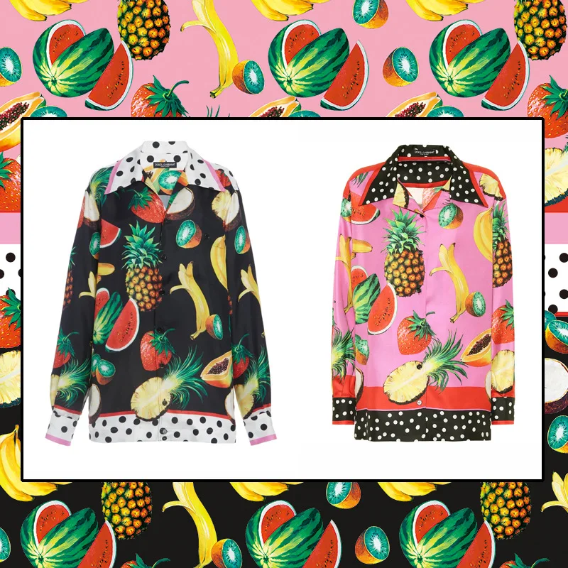 

145cm Wide Spring and Summer Banana Strawberry Pineapple Watermelon Fruit Pattern Digital Printing Shirt Clothing DIY Fabric