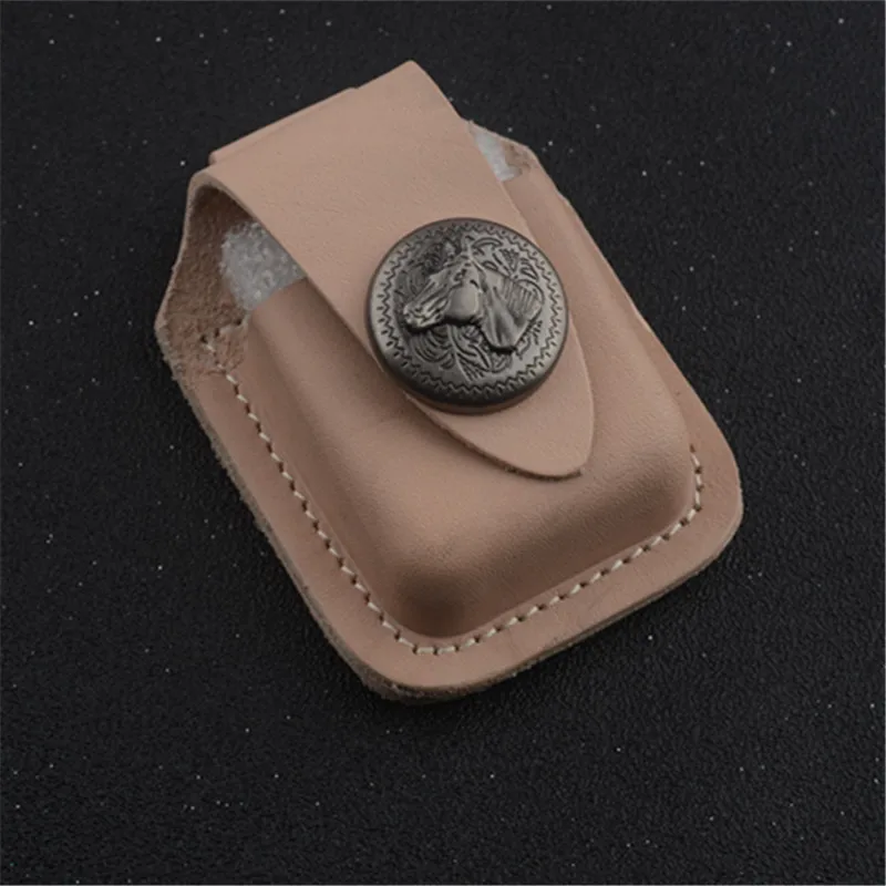 Кожаный чехол с высокой винтажной латунной пряжкой для зажигалки портативный