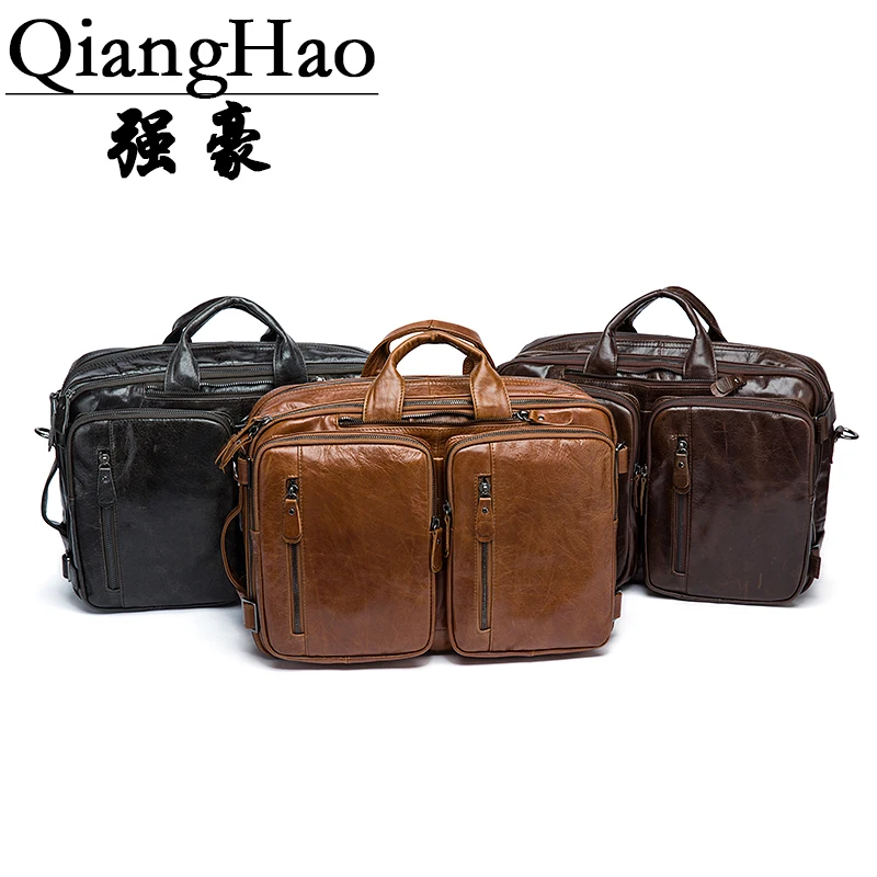 Мужские сумки QiangHao из 100% натуральной кожи модная мужская сумка через плечо