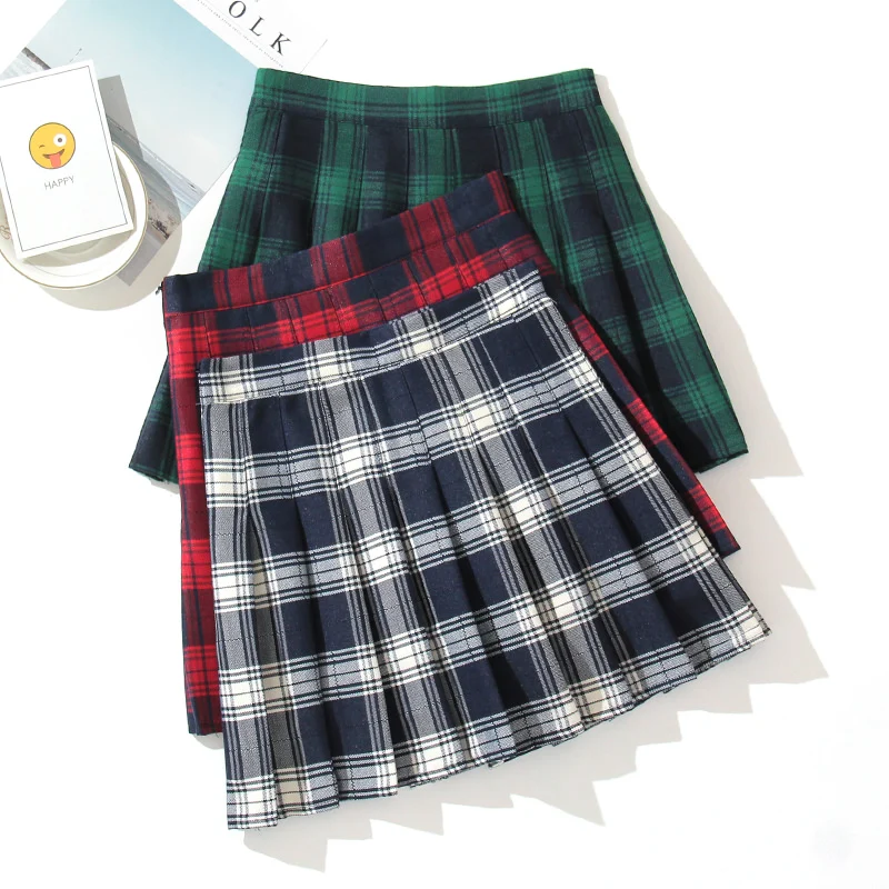 

Korean Preppy Style Mini A-Line Skirt Women Pleated Skirts Japanese Kawaii Harajuku Summer High Waist Cute Students Plaid Skirt