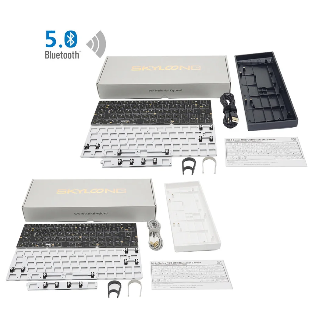 

Программируемая Bluetooth-совместимая механическая клавиатура GK64XS, наборы на заказ, RGB переключатель, Usb-порт Type-c, Комплект модуля