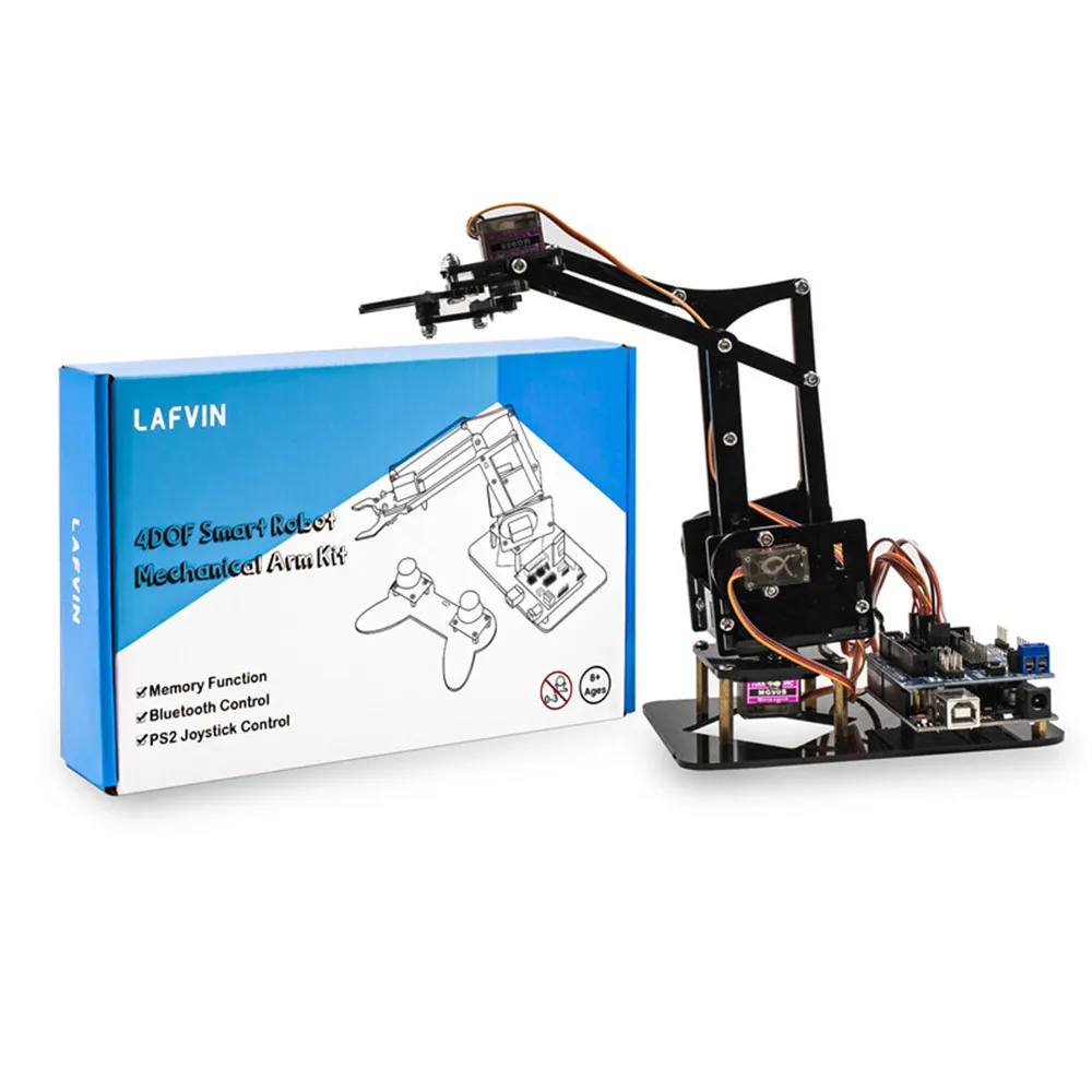LAFVIN 4DOF акриловые игрушки робот Механическая рука коготь комплект для Arduino для UNO R3 DIY робот с CD учебник
