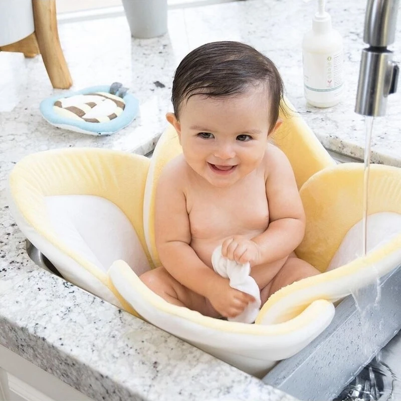 Baby Bath Flower Pad for Baby Blooming Sink Bath Infant Sunflower Cushion Mat Bathtub Mat Newborn Shower Seat Accessories images - 6