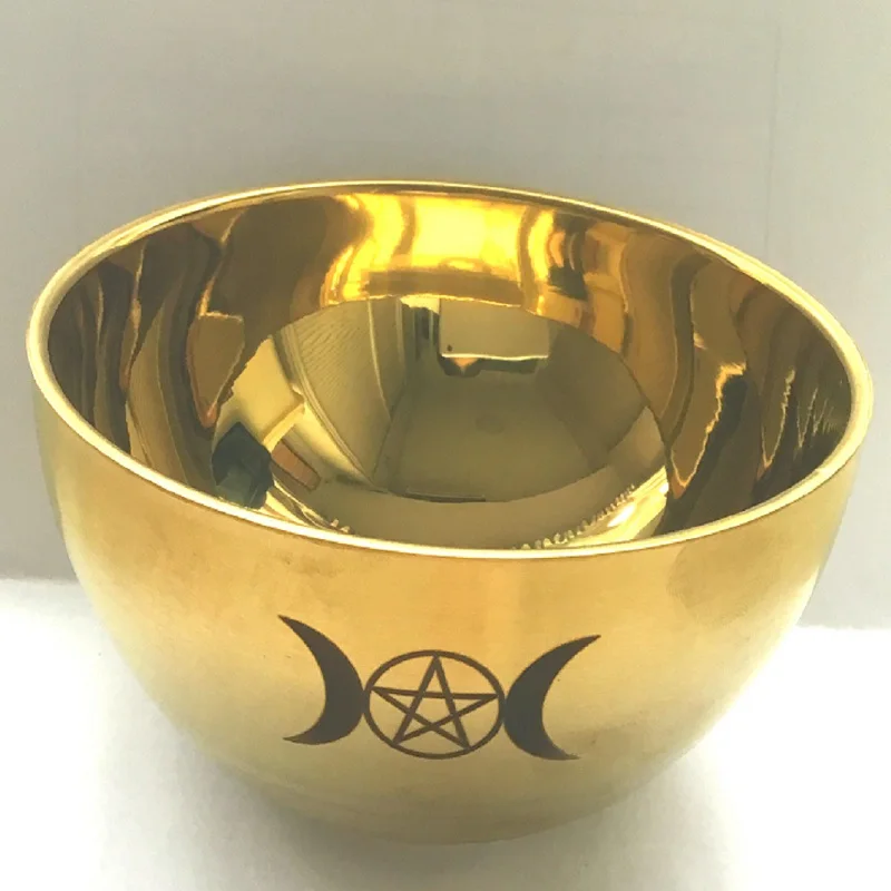 Изысканная миска Wicca для церемоний таро пентаграмма позолота из нержавеющей