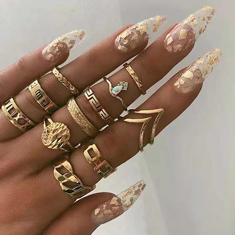 ZHINI 11 шт./компл. Boho золотые кольца для Для женщин Новое Очаровательное дикий