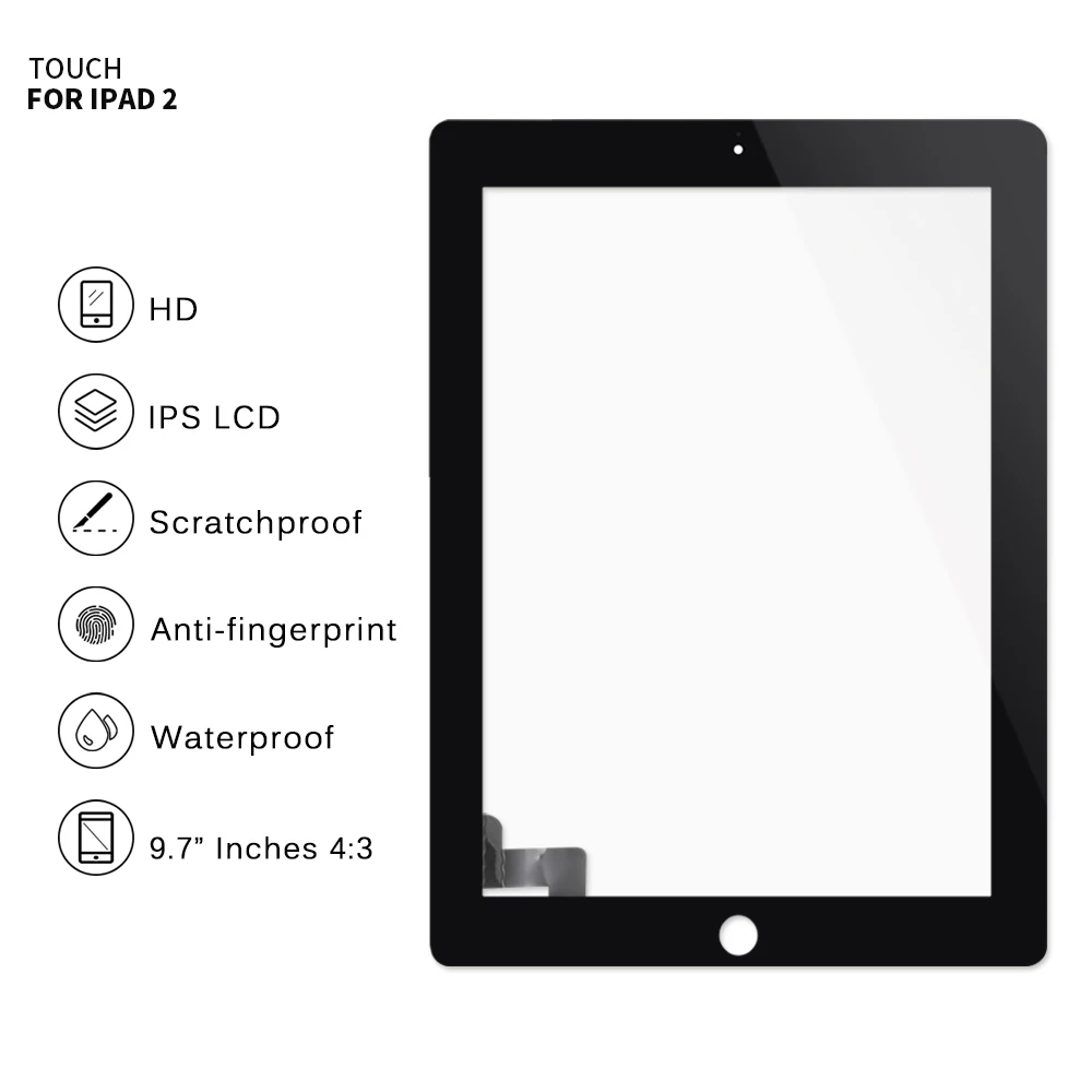 Для iPad 2 дигитайзер iPad2 сенсорный экран A1395 Digizer A1396 A1397 сенсор стеклянная панель