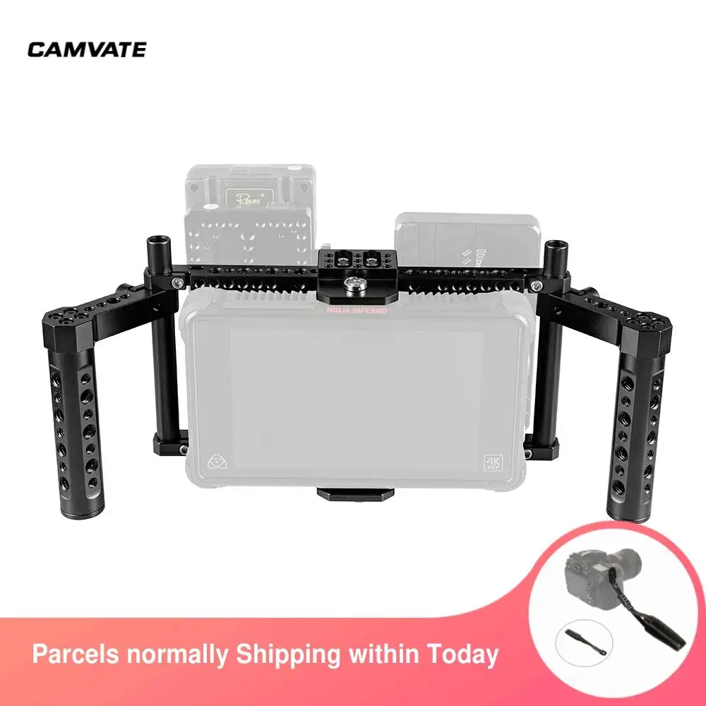 

CAMVATE Director's Universal Monitor Cage With Dual Aluminum Cheese Handles &1/4"-20 & 3/8"-16 Mounting Holes For 7" Monitors