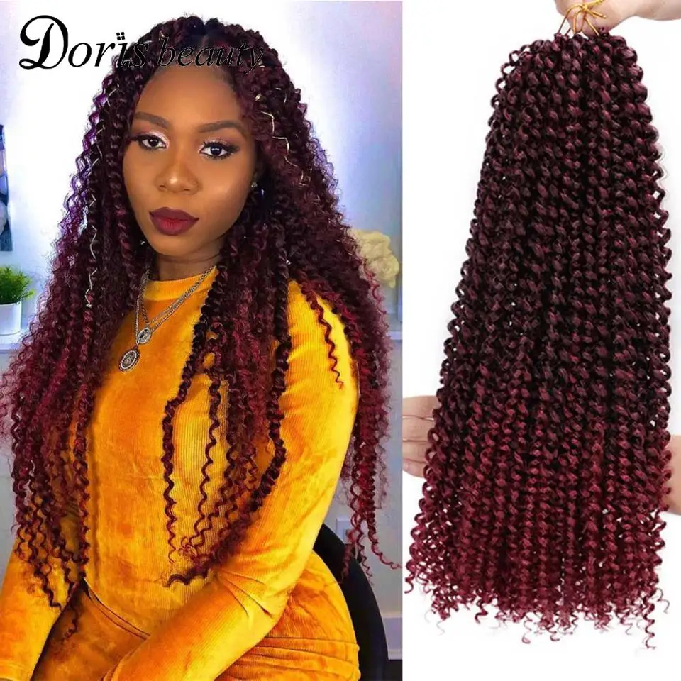 

Ombre Passion Twist Hair Butterfly Locs Synthetic Water Wave Afro Kinky Twists Crochet Braid Hair Extension Spring Twist 18inch