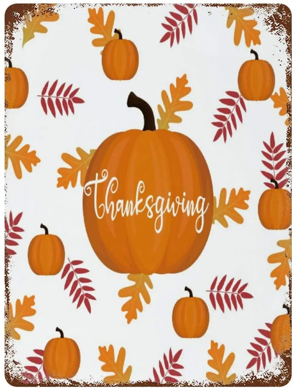 

Retro Tin signboard wall decoration, Thanksgiving art poster, orange pumpkin pattern, home decoration, 20x30 cm