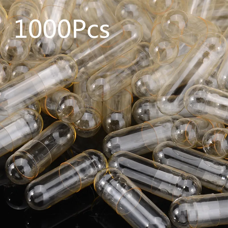 

1000Pcs/Bag Empty Hard Gelatin Capsule Transparent Size 0# Clear Kosher Gel Medicine Vitamins Health Care Pill Cases Splitters