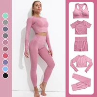 yoga outfits for women yoga workout fitness leggings tracksuit high waist athletic seamless leggings sports bra set gym clothes